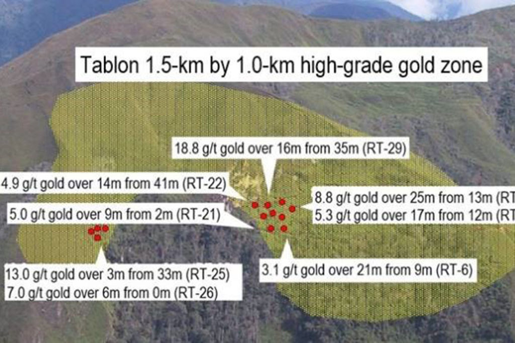 Max Resource: Historical drill core from RT Gold project highlights Tablon 1.5-km x 1.0 km high-grade gold zone