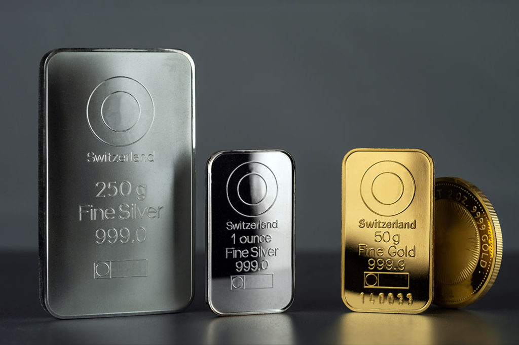 silver and gold bars