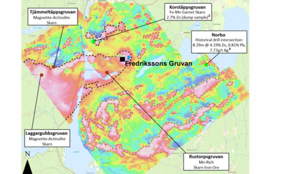 NOCR: Geophysical survey results provide further evidence of BHT mineralization at Fredriksson Gruvan, Sweden